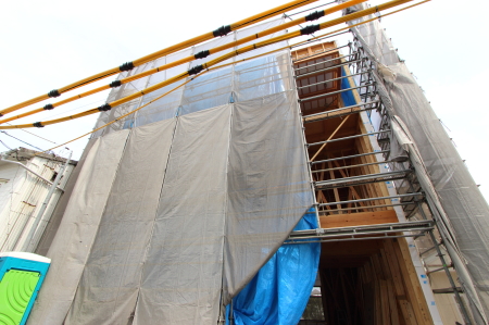 ３階建ての木工事