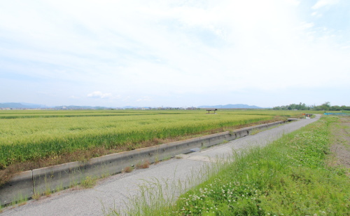 岡山市東区にて建築中の注文住宅、北海道のようなのどかな景色が広がります
